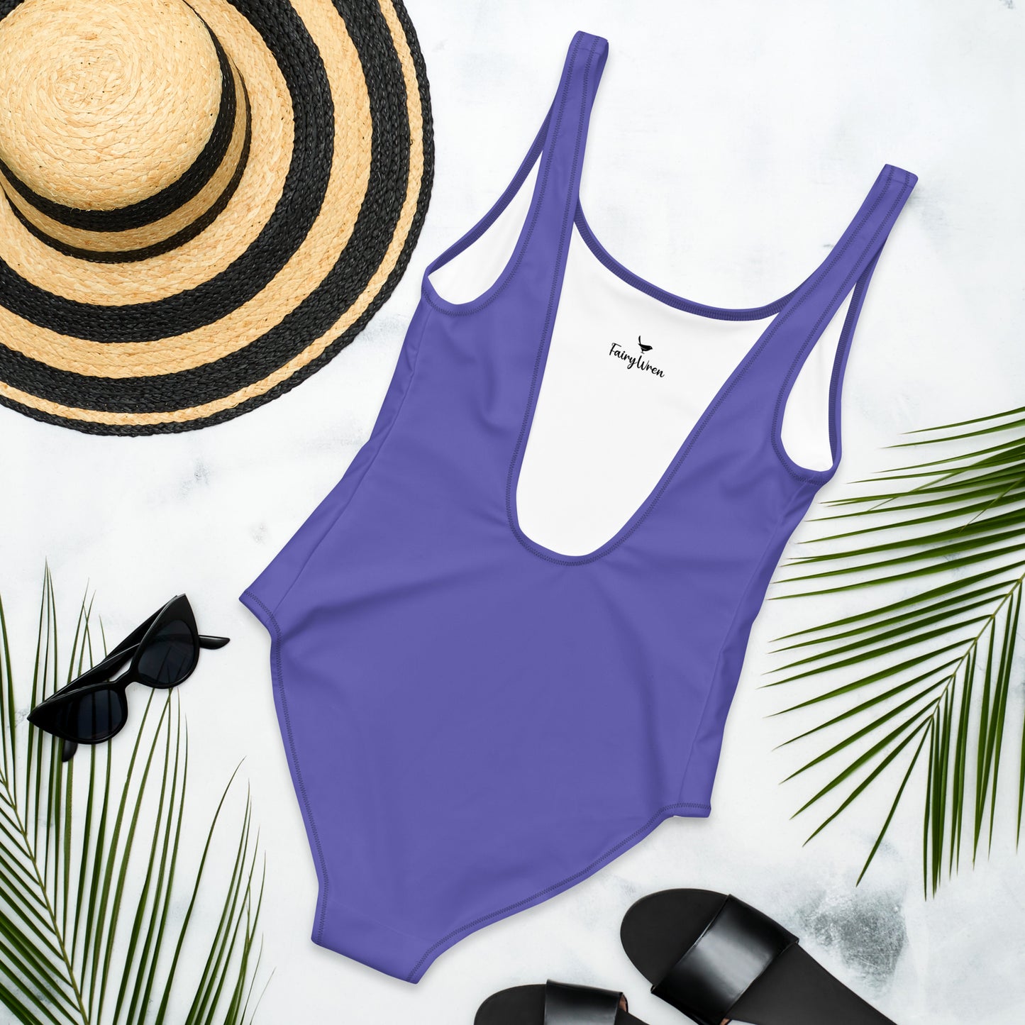 Black Cat Purple One-Piece Swimsuit