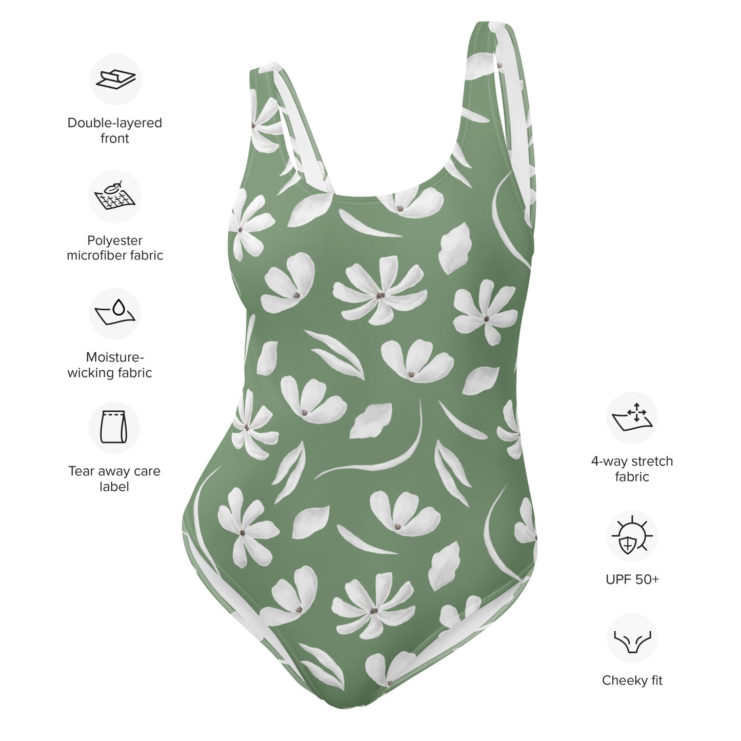 Green Floral One-Piece Swimsuit