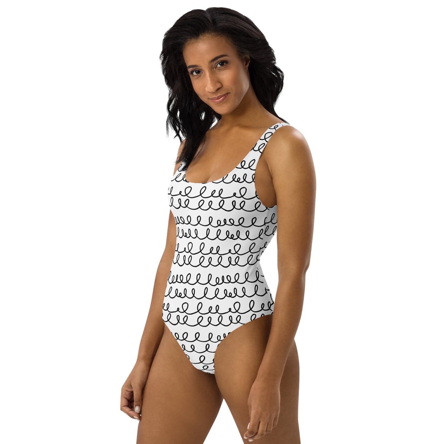 Cute Scribbles White One-Piece Swimsuit