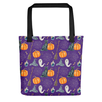 Black Cats and Pointy Hats Cute Witchy Tote Bag