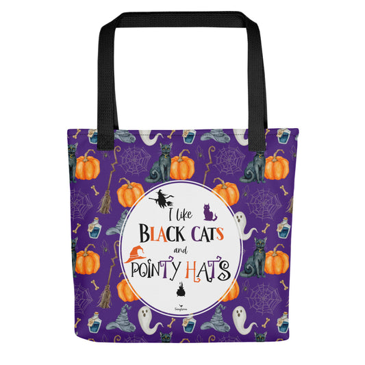 Black Cats and Pointy Hats Cute Witchy Tote Bag