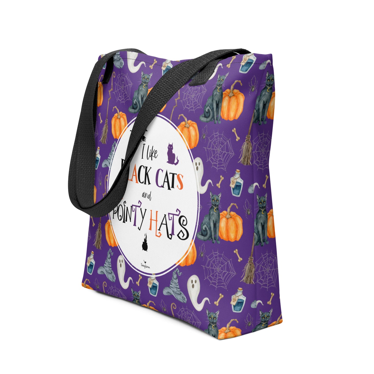 Black Cats and Pointy Hats Cute Witchy Tote Bag