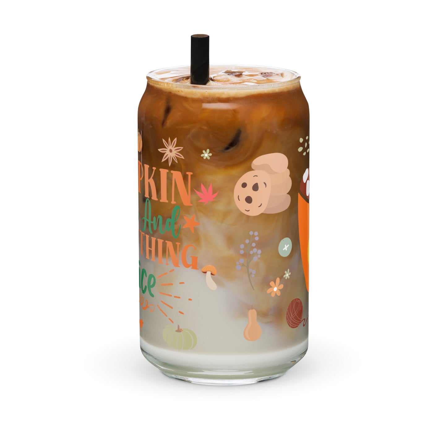 Pumpkin Spice Autumn Iced Coffee Glass | Beer Can Glass