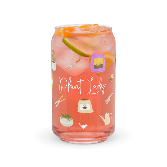 Plant Lady Cute Iced Coffee Glass | Beer Can Glass