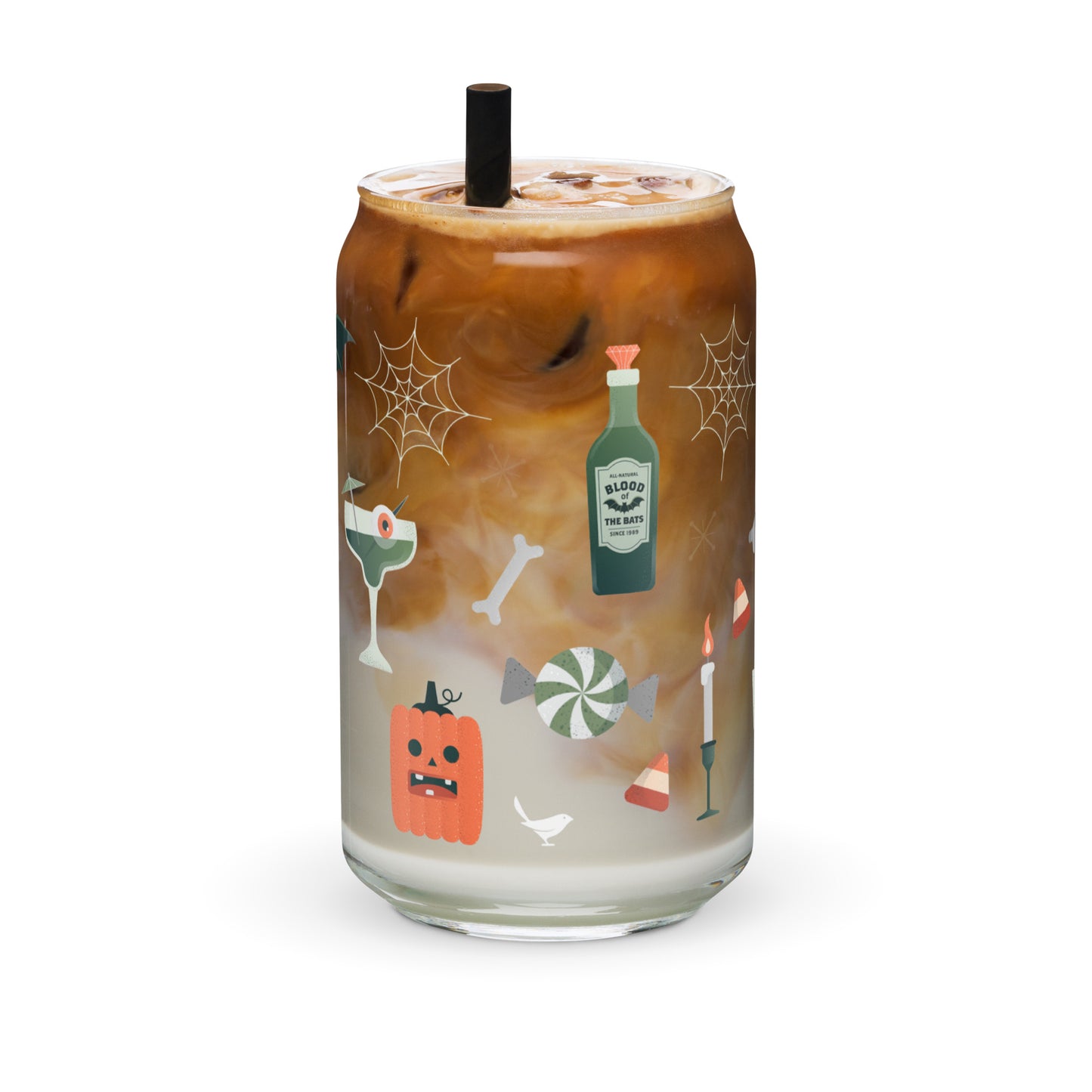 Vampire Spooky Halloween Iced Coffee Glass | Beer Can Glass