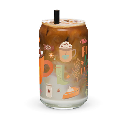 Pumpkin Spice Autumn Iced Coffee Glass | Beer Can Glass