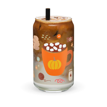 Pumpkin Spice Autumn Iced Coffee Glass | Beer Can Glass