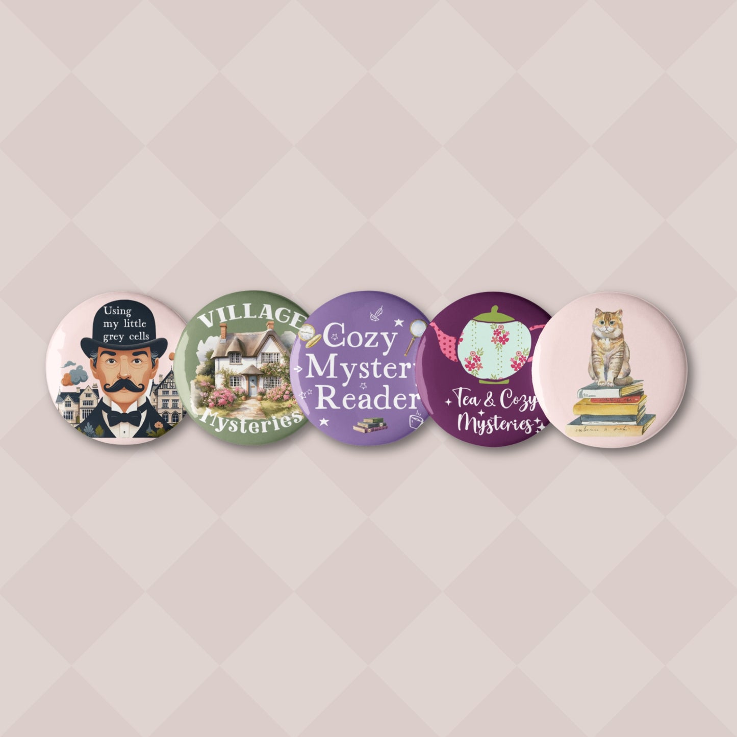 Mystery Reader's Pin Buttons