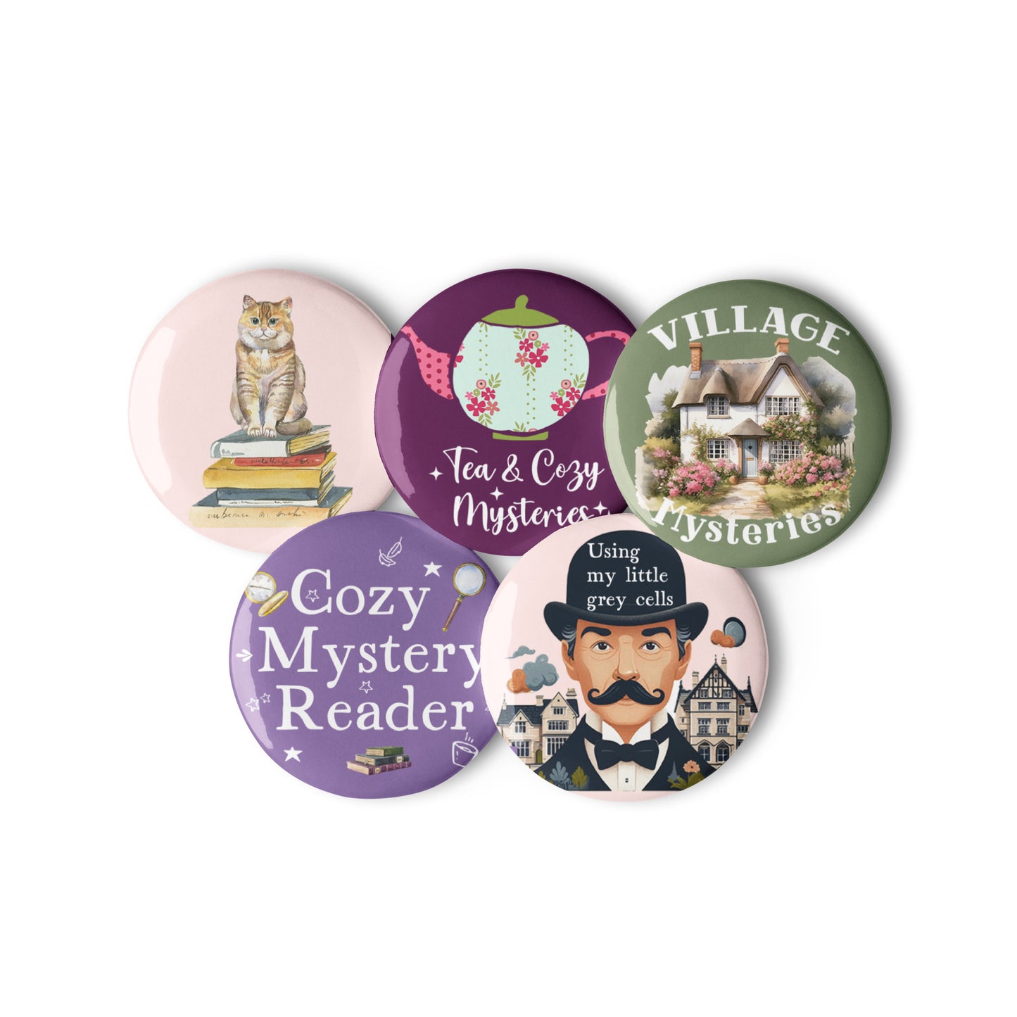 Mystery Reader's Pin Buttons