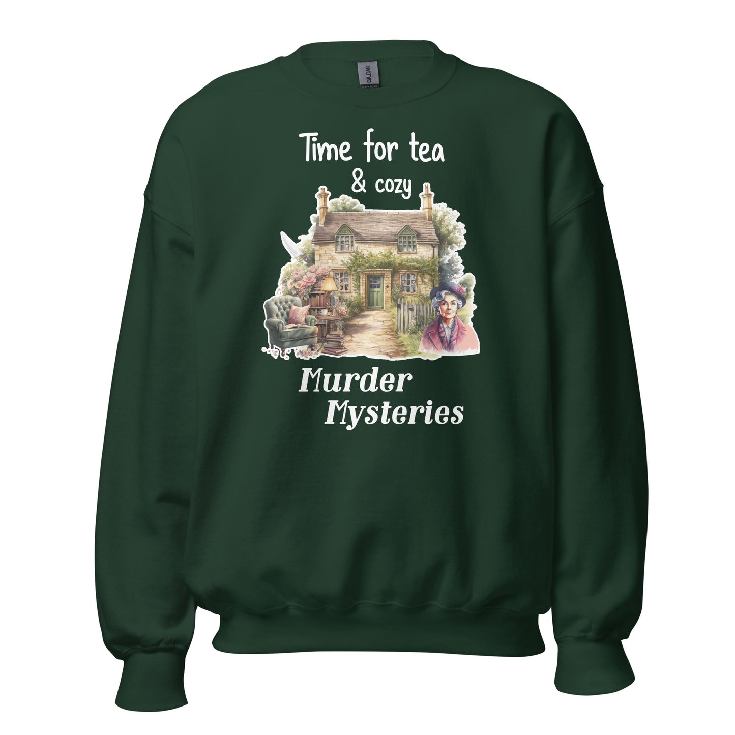 Tea and Murder Mysteries Cozy St. Mary Mead Cottage Sweatshirt