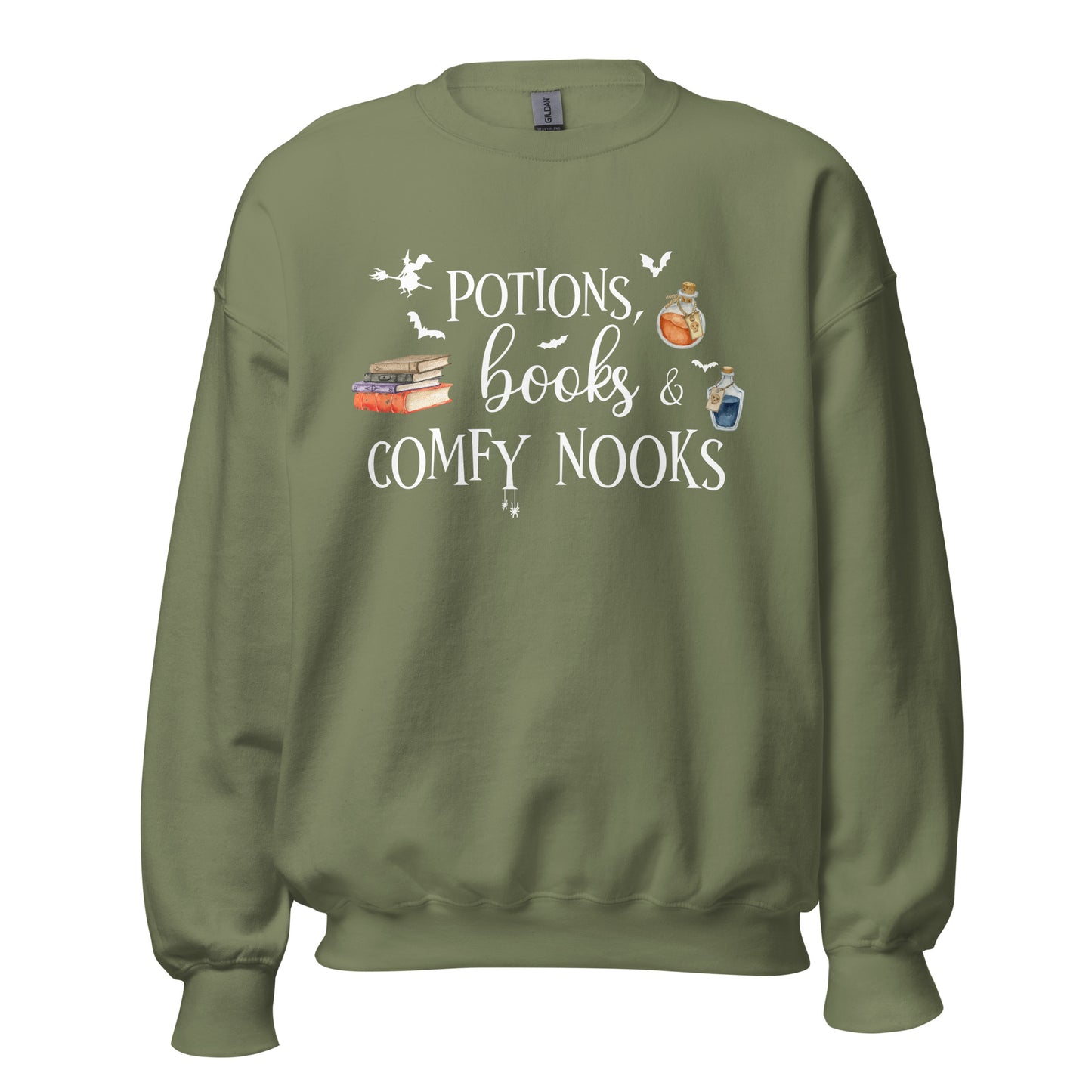 Potions, Books, & Comfy Nooks Witchy Halloween Sweatshirt