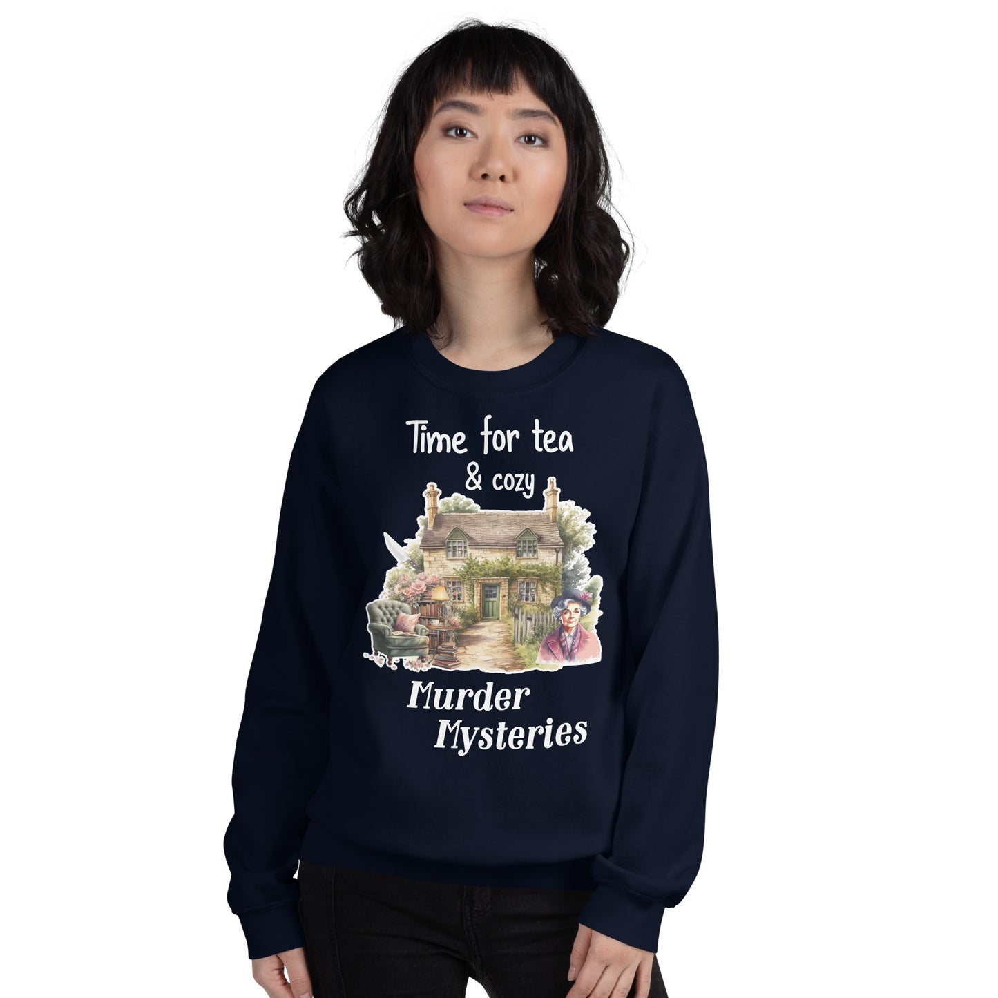 Tea and Murder Mysteries Cozy St. Mary Mead Cottage Sweatshirt