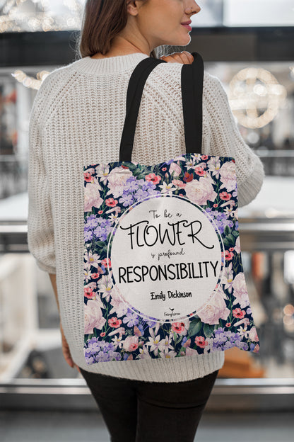 Emily Dickinson Floral Bookish Tote