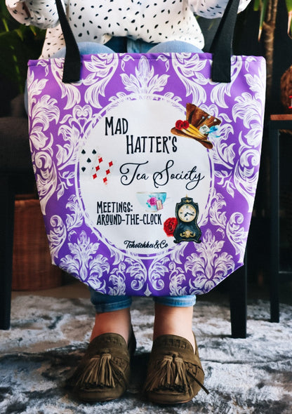Mad Hatter's Tea Party bookish tote bag