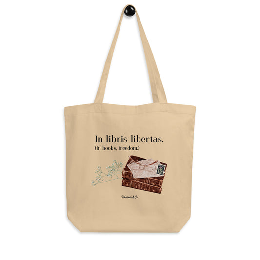In Libris Libertas Bookish Light Academia Aesthetic Cotton Tote Bag