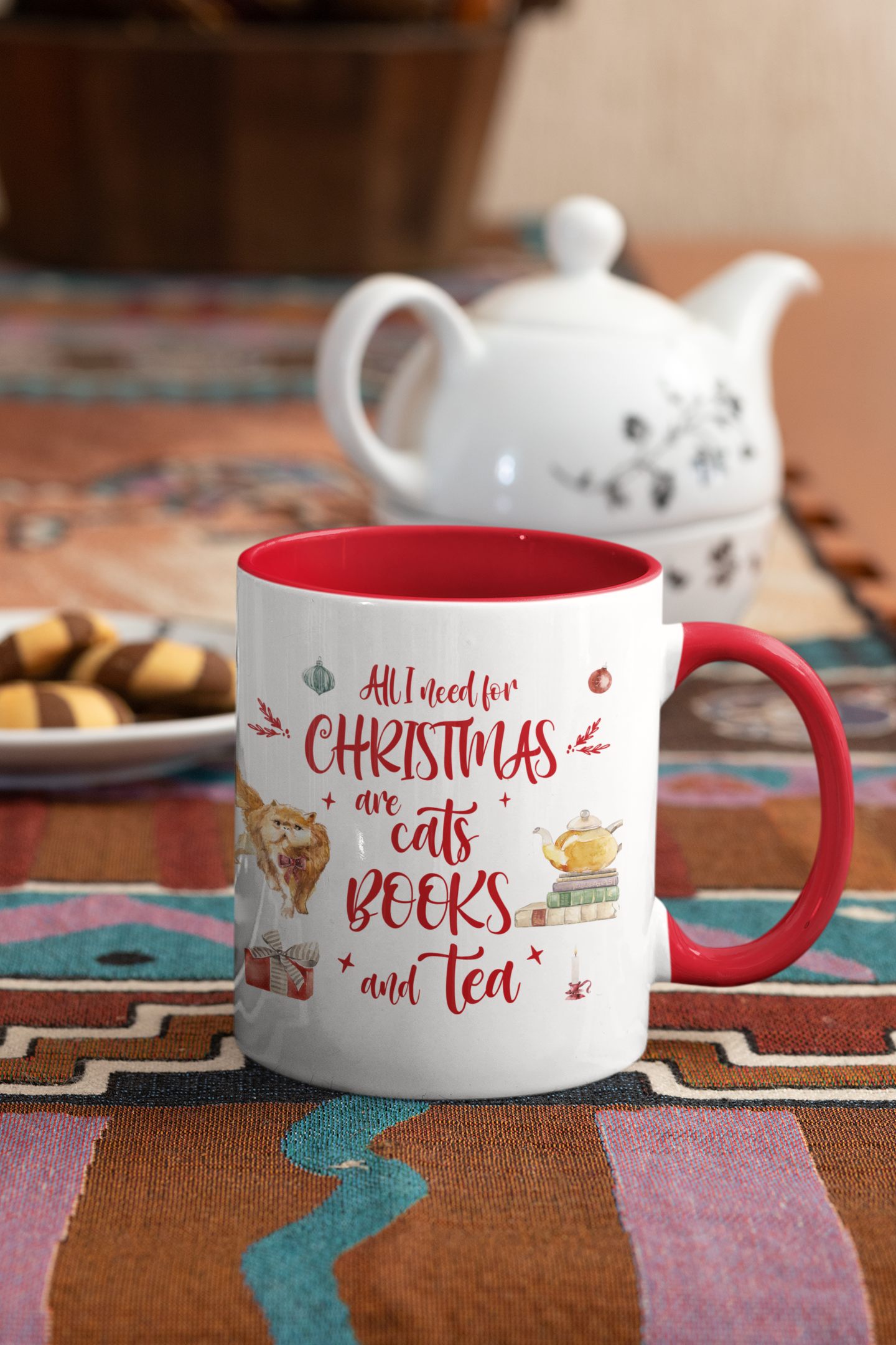 All I Need for Christmas are Cats Books and Tea: Cozy Winter Mug